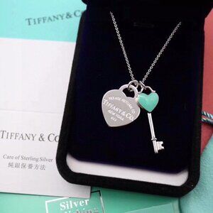 Tiffany Drip Oil Heart Key Necklace ❤️s925 Necklace